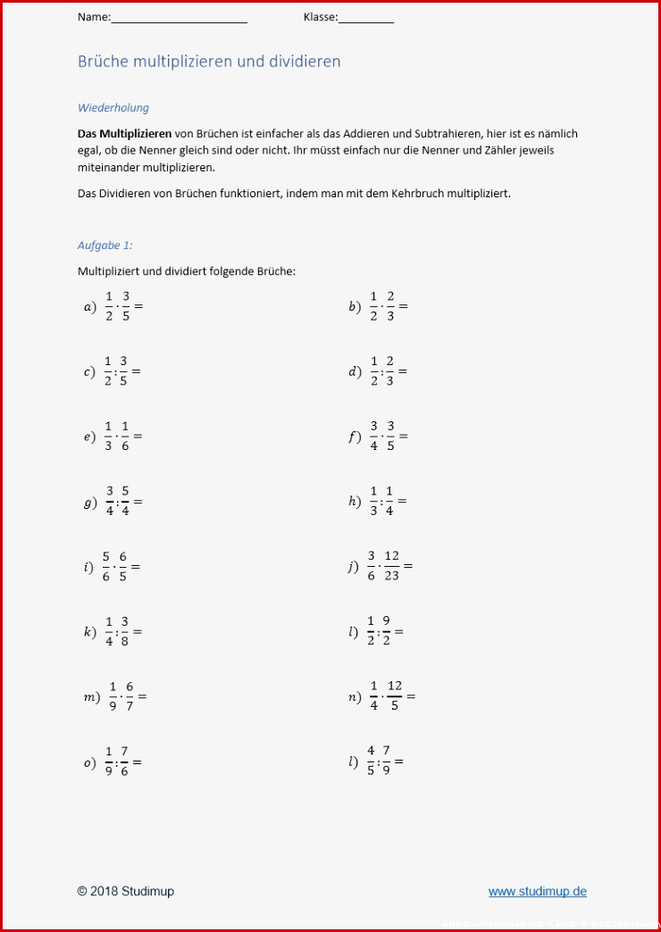 Brüche Mathe Arbeitbletter Klasse 6 Bruchrechnen 6