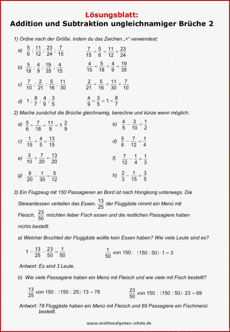 Brüche Mathe Arbeitbletter Klasse 6 Brüche