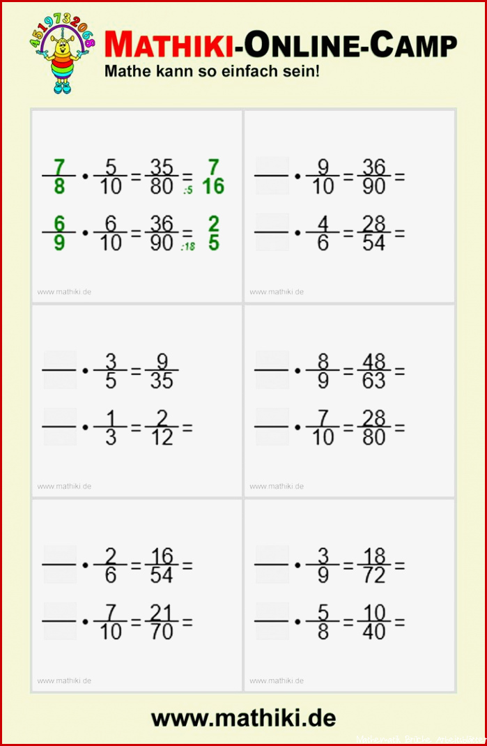 Brüche Mathe Arbeitbletter Klasse 6 Brüche Mathe