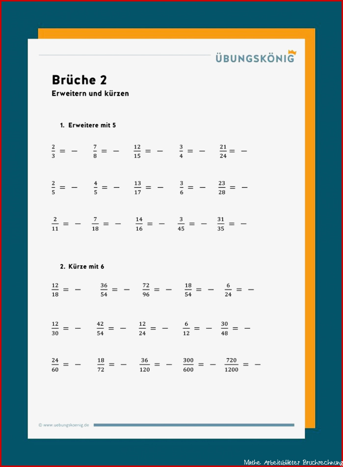 Brüche Mathe Arbeitbletter Klasse 6 Grundwissen