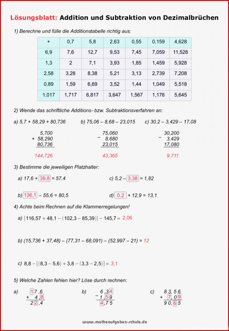 Brüche Mathe Arbeitbletter Klasse 6 Klassenarbeit Mathe