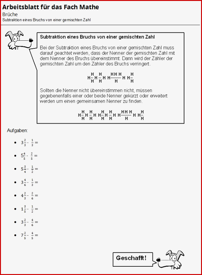 Brüche Mathe Arbeitbletter Klasse 6 Klassenarbeit Mathe