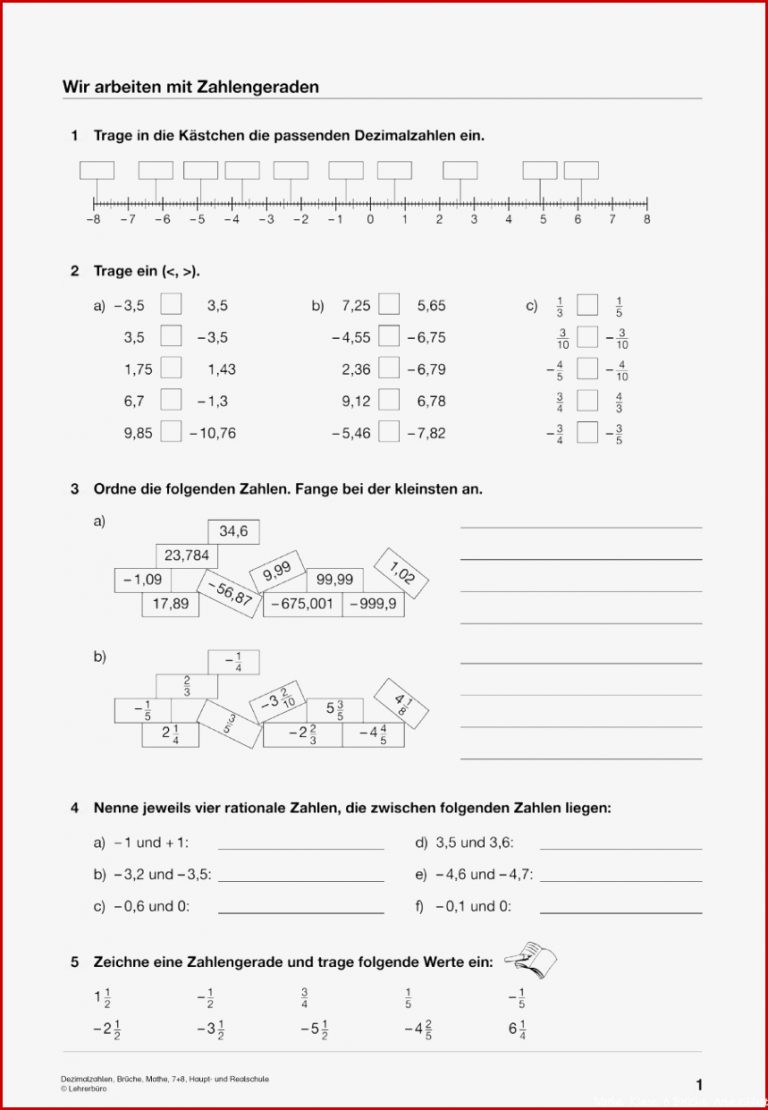 Brüche Mathe Arbeitbletter Klasse 6 Klassenarbeit Mathe