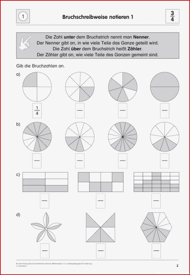 Brüche Mathe Arbeitbletter Klasse 6 Klassenarbeit Mathe