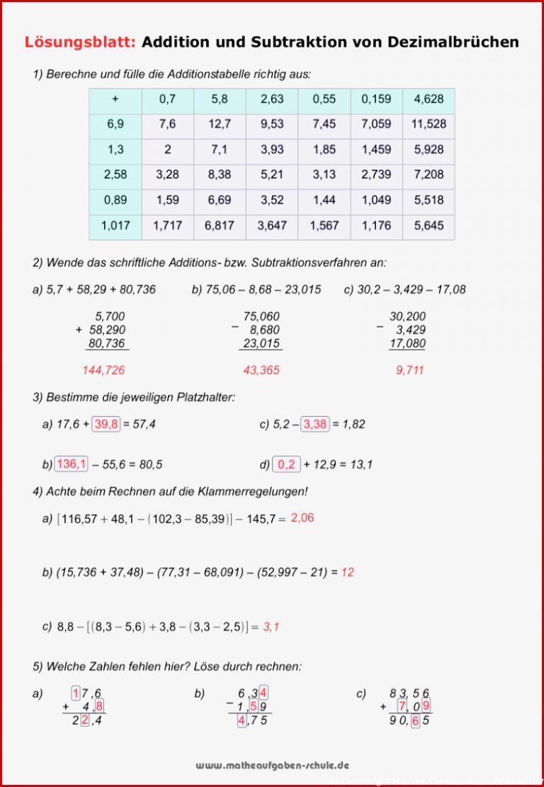 Brüche Mathe Arbeitbletter Klasse 6 Klassenarbeit Mathe