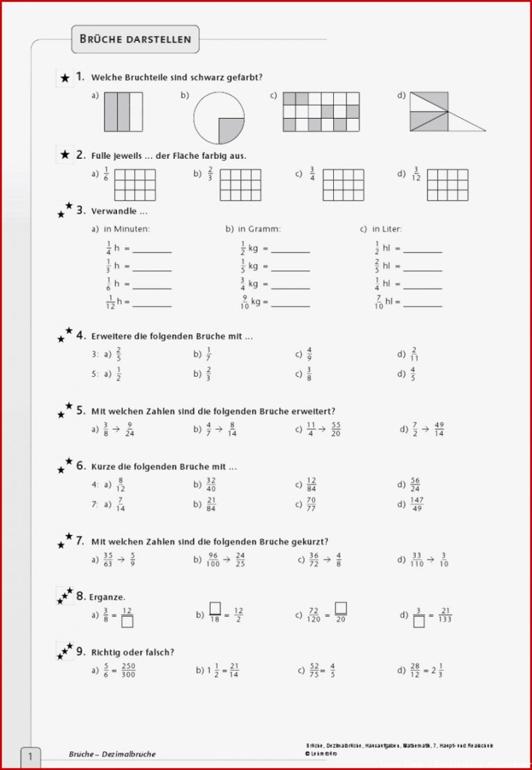 Brüche Mathe Arbeitbletter Klasse 6 Mathematik Inklusion