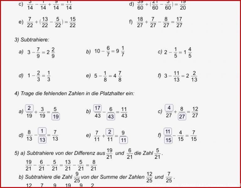 Brüche Mathe Arbeitbletter Klasse 6 Mathematik Inklusion