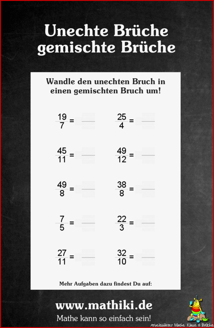 Brüche Mathe Arbeitbletter Klasse 6 RAAbits Mathematik