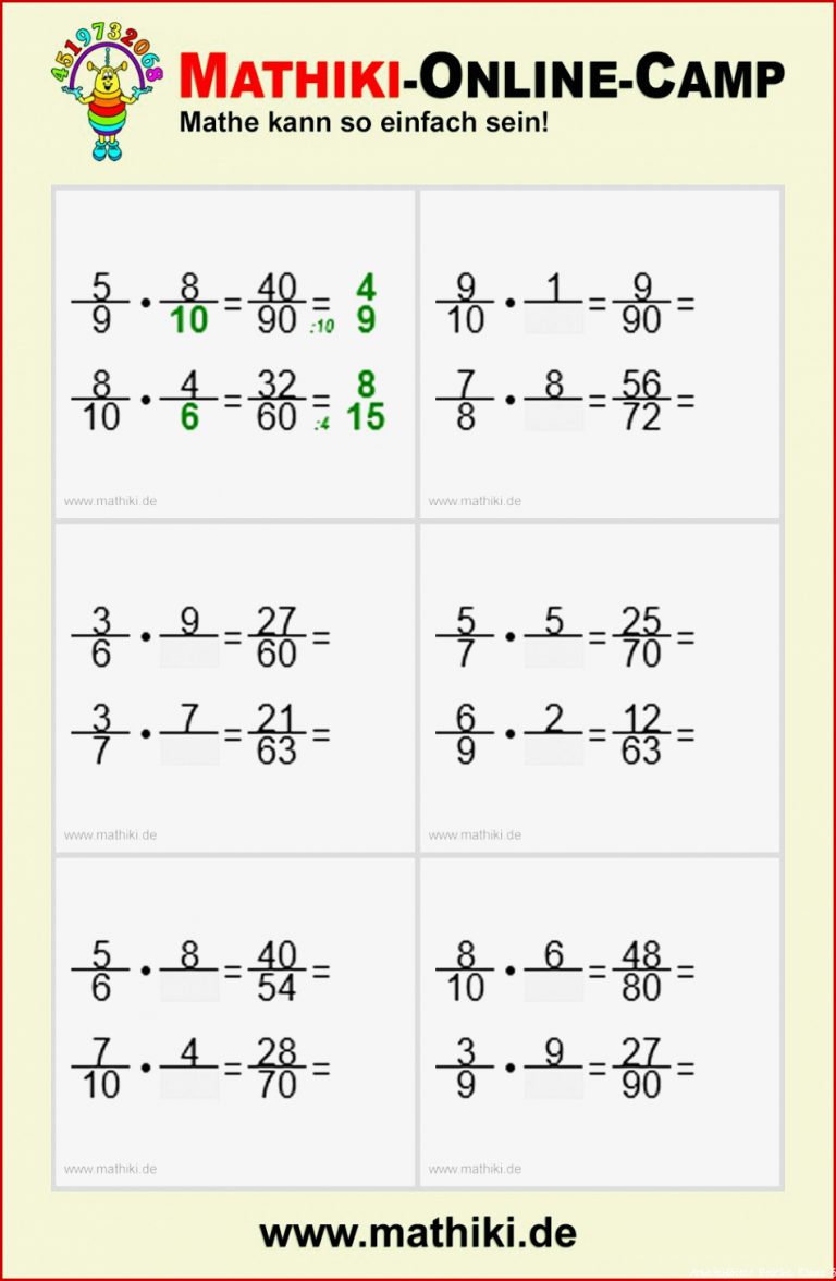 Brüche Mathe Arbeitbletter Klasse 6 Schulaufgaben