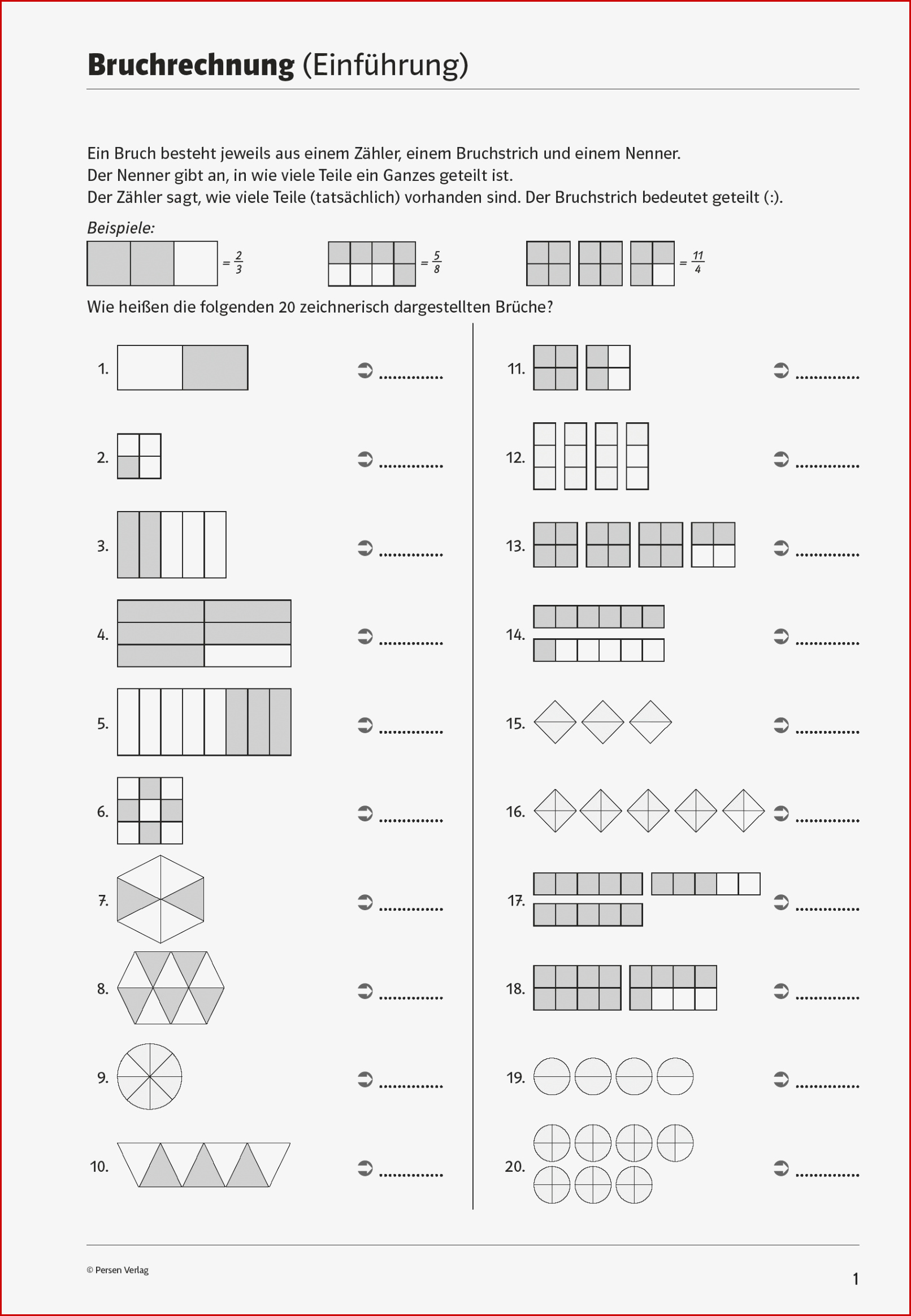 Brüche Mathe Arbeitbletter Klasse 6 so Versteht Und übt