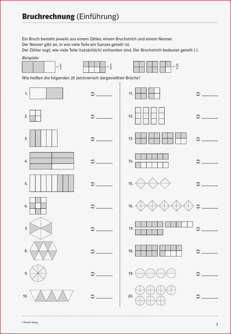 Brüche Mathe Arbeitbletter Klasse 6 so Versteht Und übt