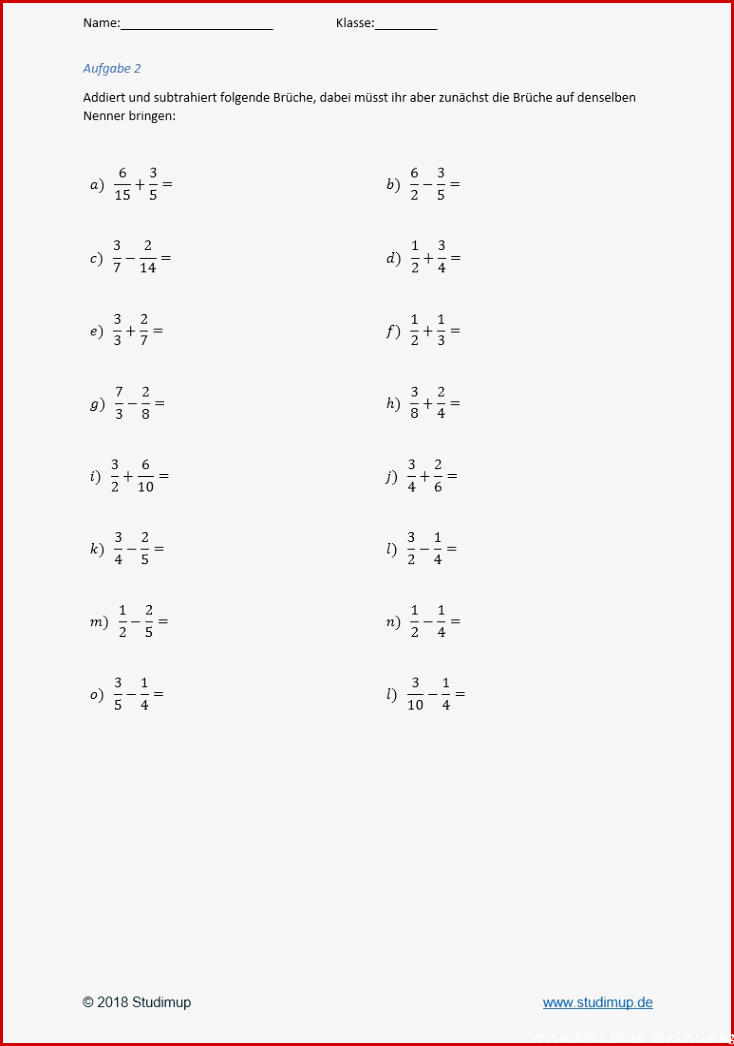 Brüche Mathe Arbeitbletter Klasse 6 Stationenlernen