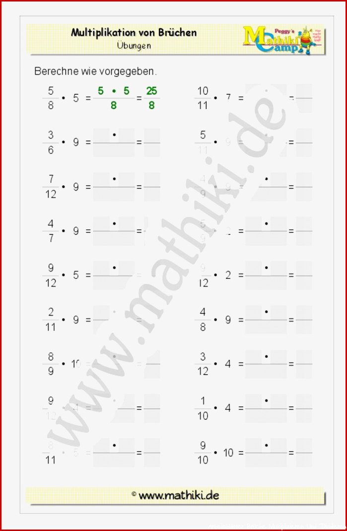 Brüche multiplizieren Klasse 5 6