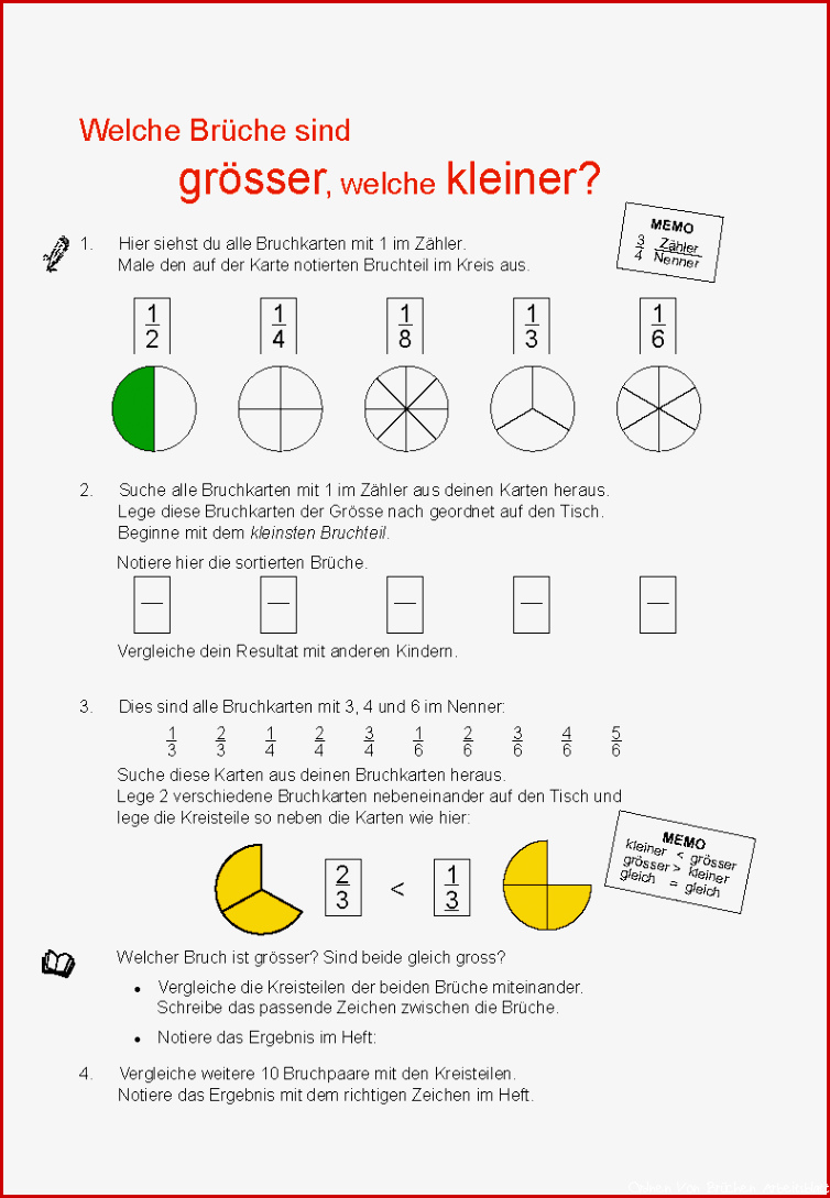 Brüche Ordnen Arbeitsblatt Zahlen ordnen Brüche ordnen