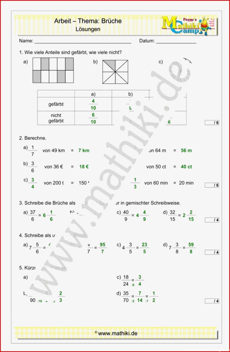 Brüche Vergleichen Und ordnen Arbeitsblatt Brüche