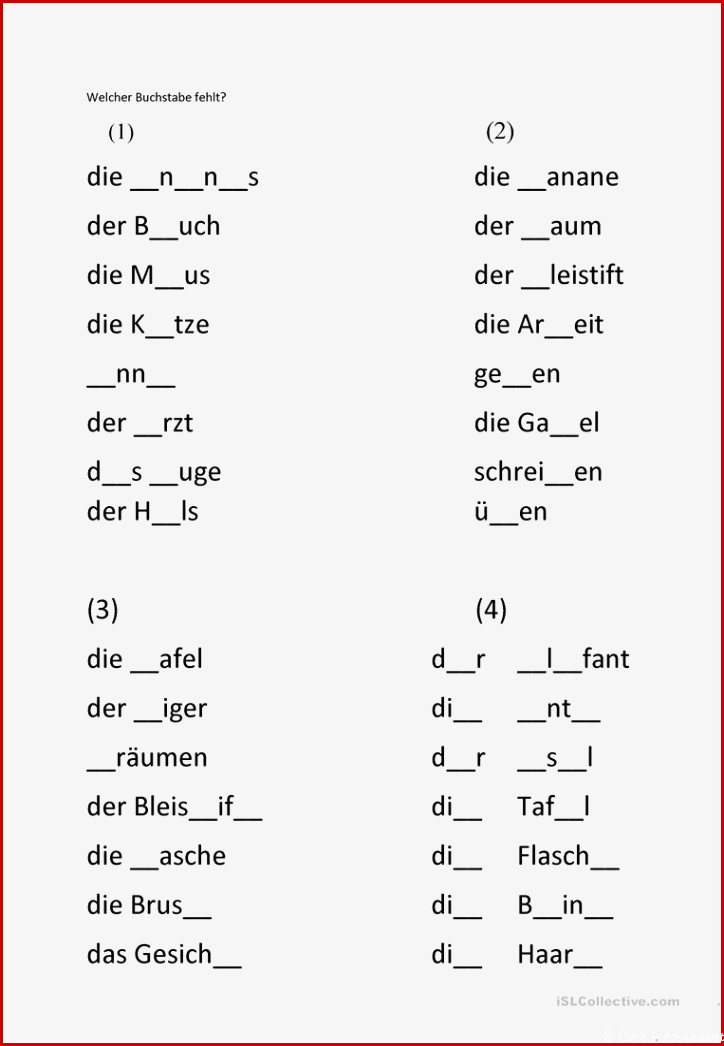 Buchstaben einsetzen Arbeitsblatt Kostenlose DAF