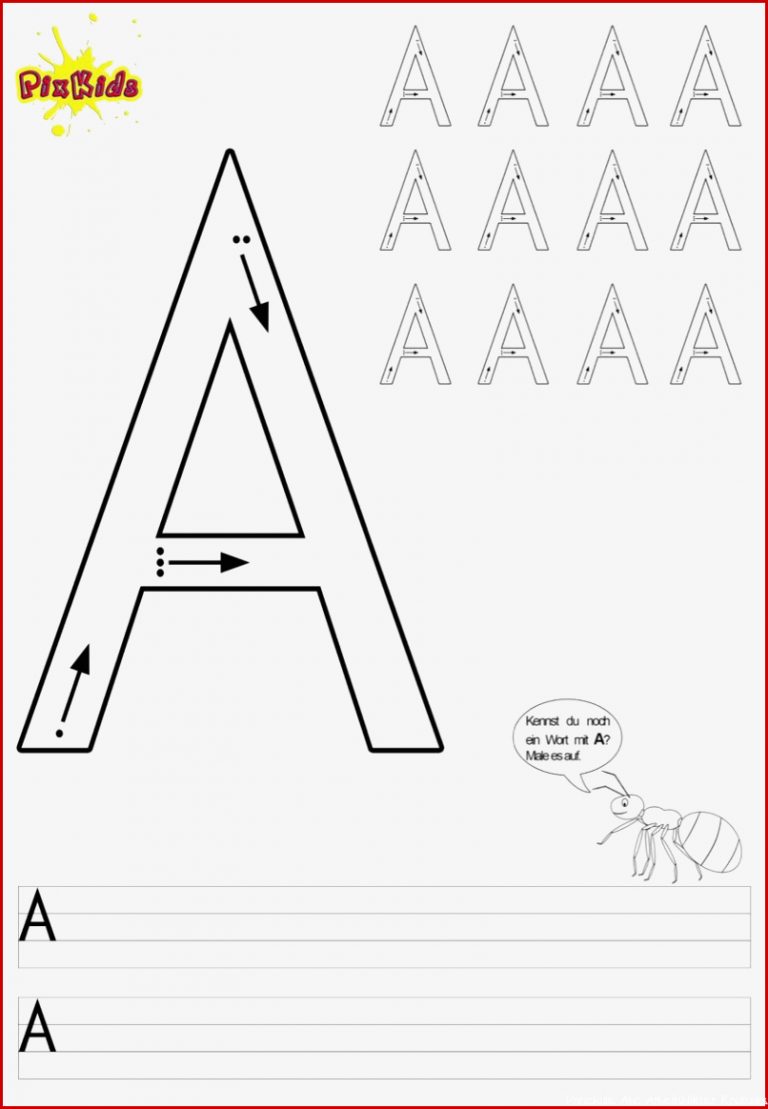 Buchstaben schreiben lernen Arbeitsblätter Buchstabe A