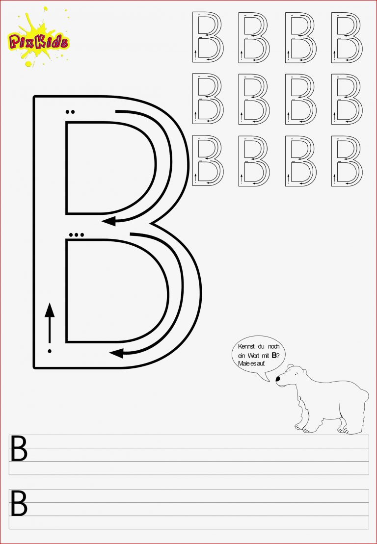 Buchstaben schreiben lernen Arbeitsblätter Buchstabe B