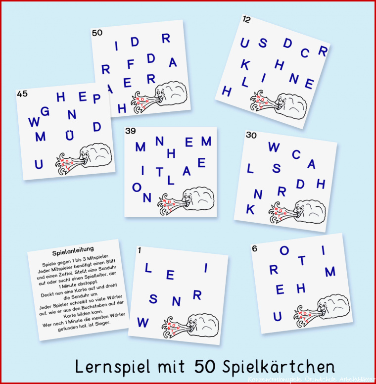 Buchstabengewimmel Konzentrationsspiel