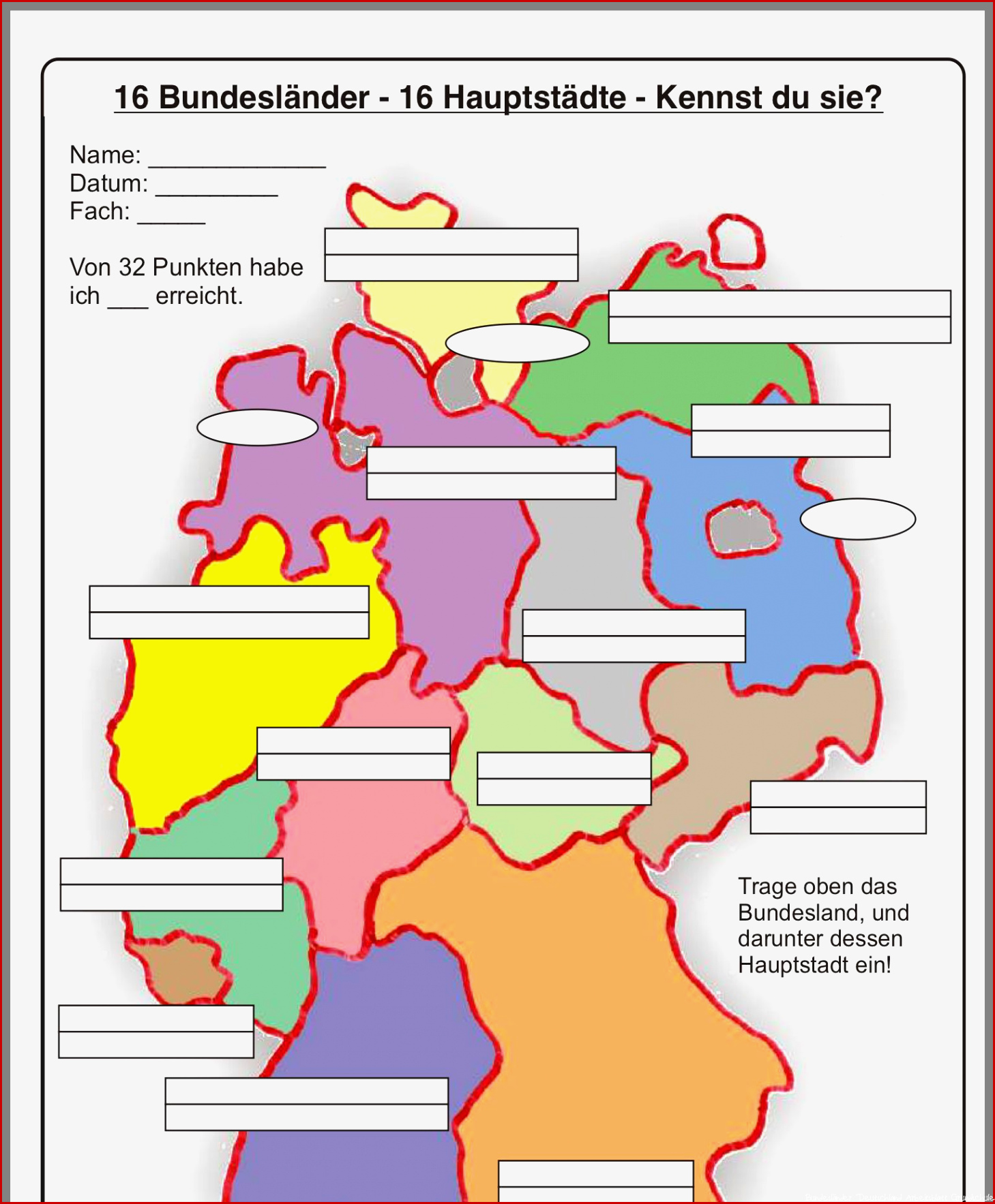 Bundesländer Deutschland Grundschule Quiz Deutschland - Kostenlose