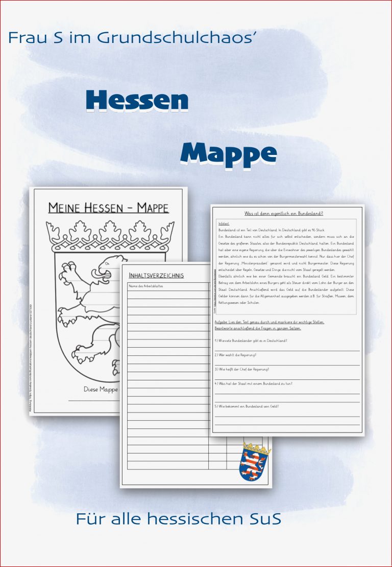 Bundesländer Meine Hessen Mappe – Unterrichtsmaterial In