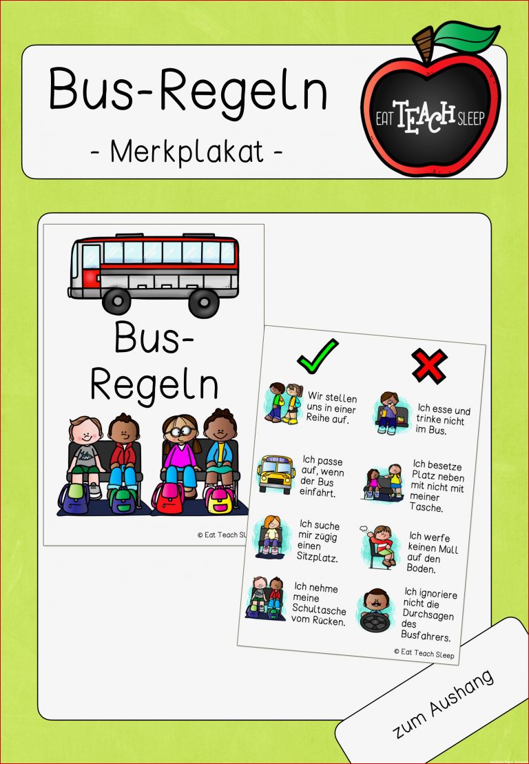 Bus Regeln Merkplakat – Unterrichtsmaterial im Fach