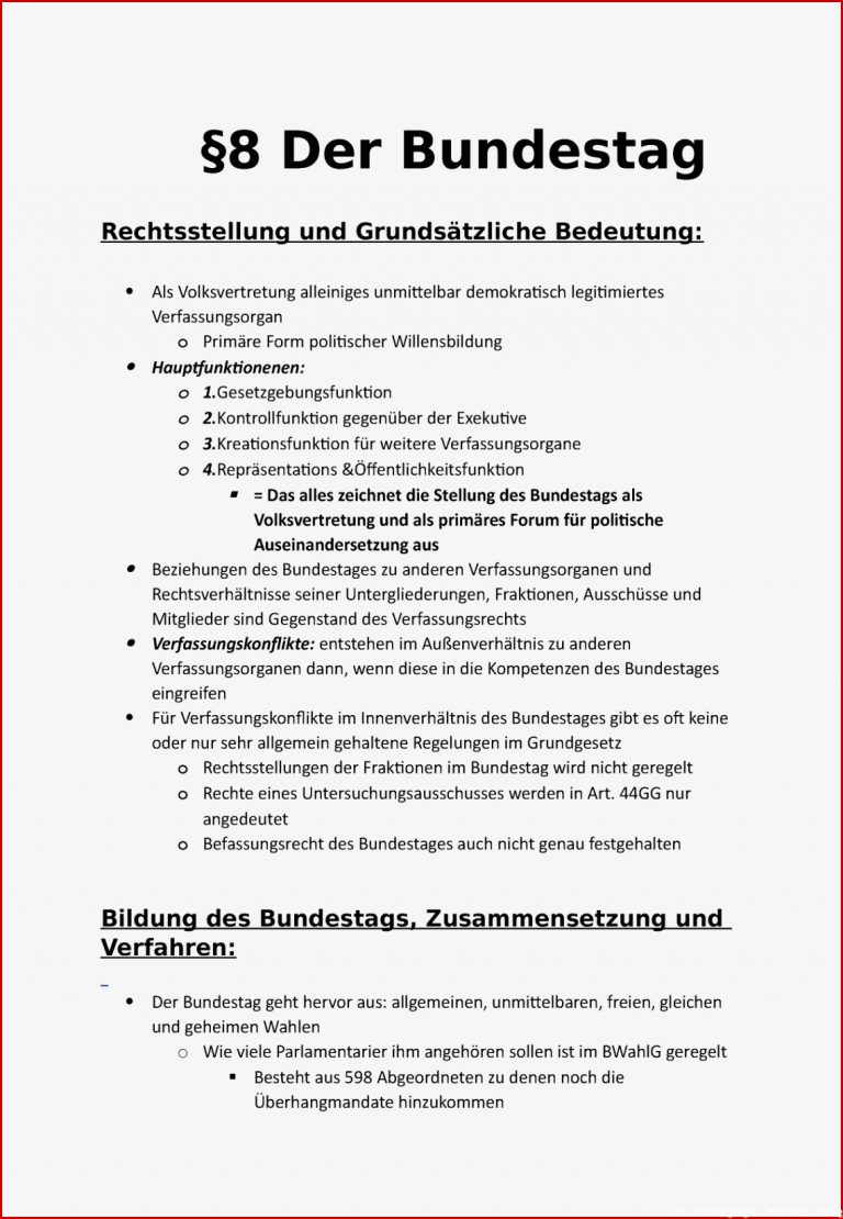Â§8 Bundestag und Grundsätze - Staatsrecht I - 430023 - Uni ...