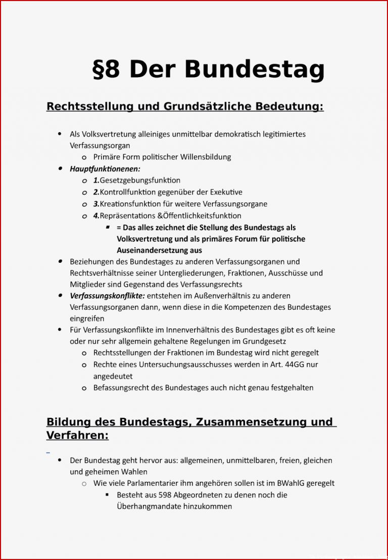 Â§8 Bundestag Und GrundsÃ¤tze - Staatsrecht I - 430023 - Uni ...