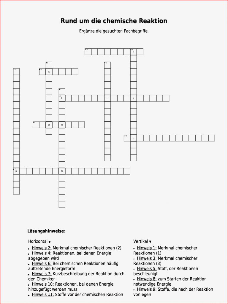 Chemische Reaktion – Suchsel Wortsuchrätsel