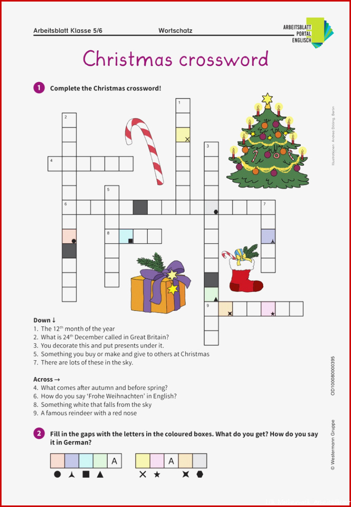 Christmas crossword Englisch Kreuzworträtsel über