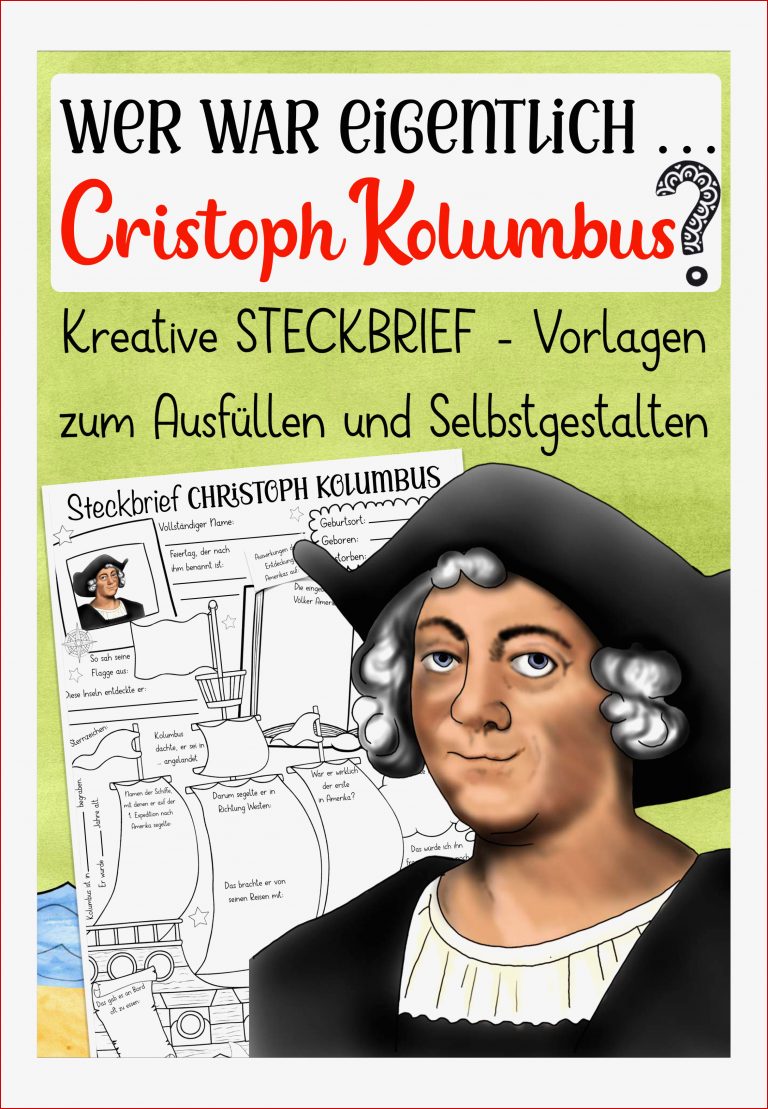 Christoph Kolumbus Steckbrief – Unterrichtsmaterial in den