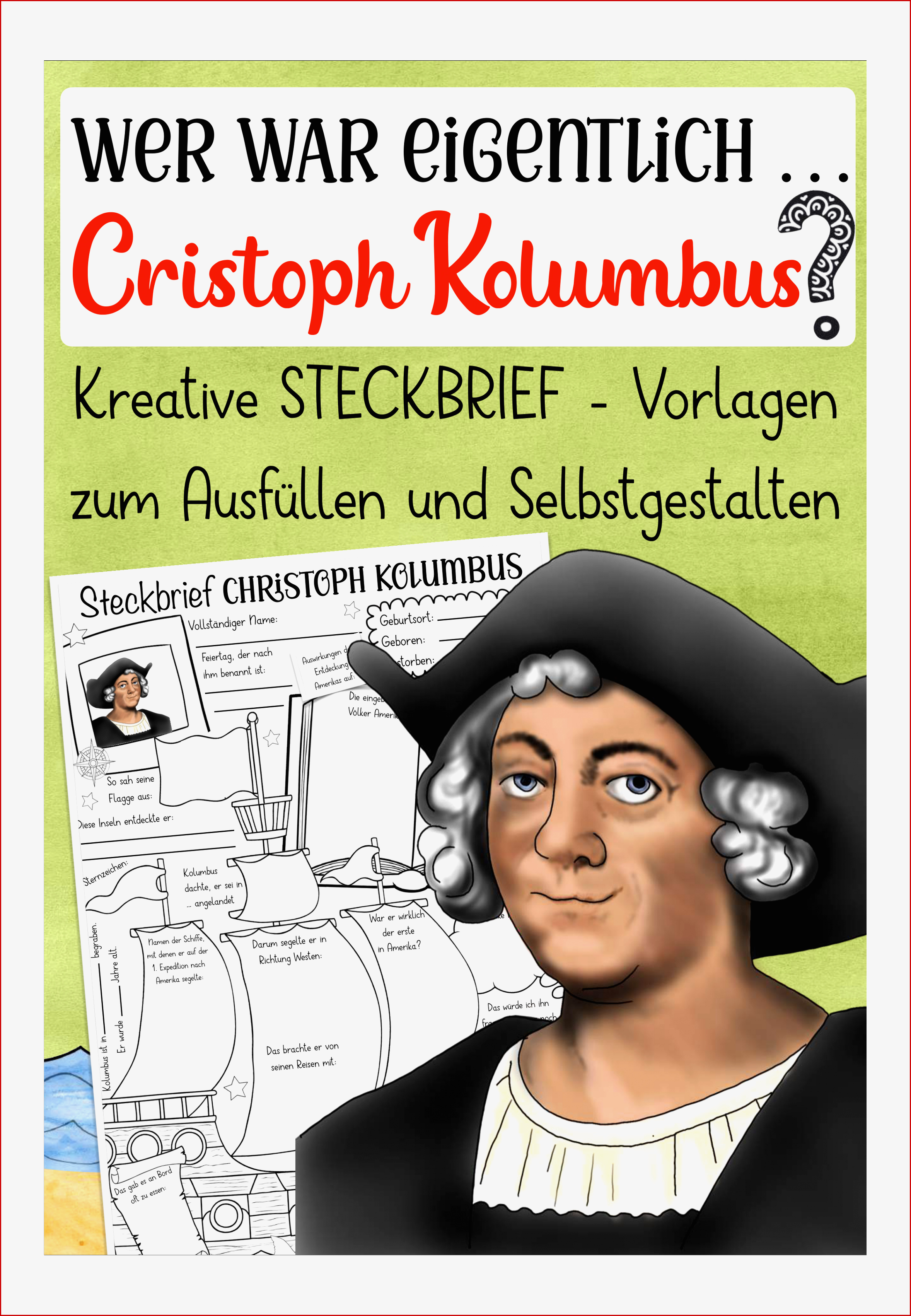 Christoph Kolumbus Steckbrief – Unterrichtsmaterial In Den