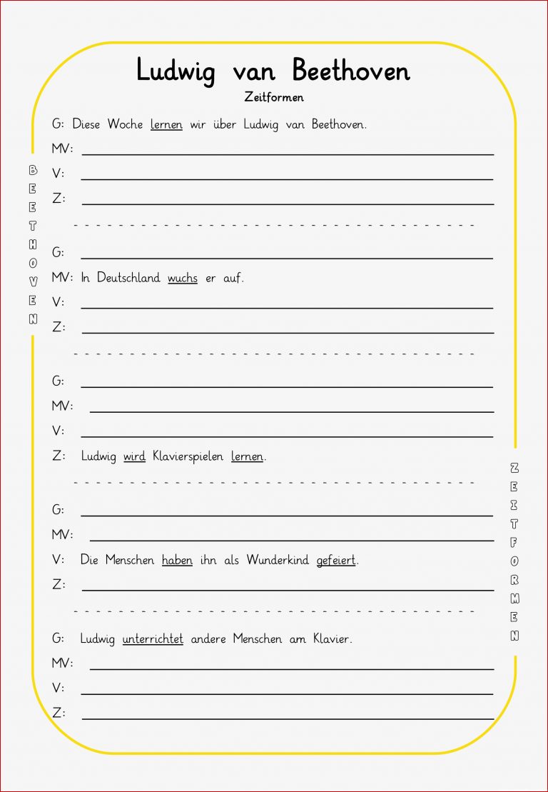 D Beethoven Zeitformen – Unterrichtsmaterial In Den