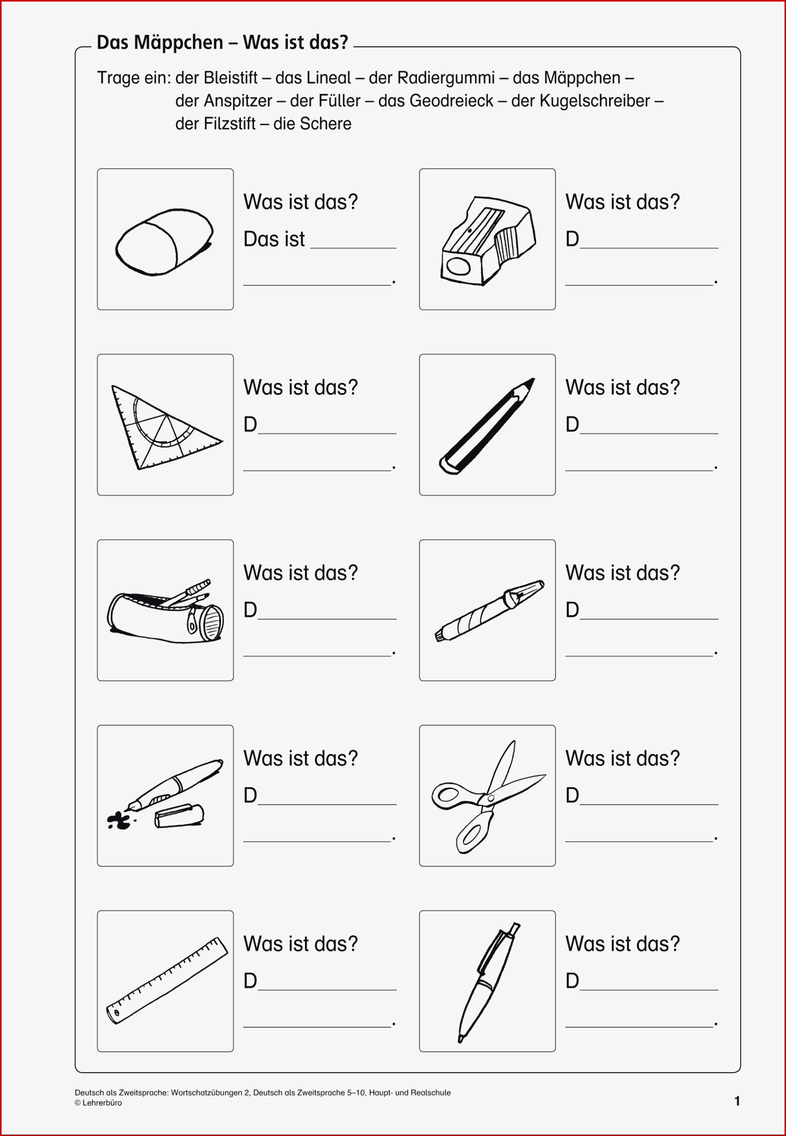 Daf Daz · Arbeitsblätter · Sekundarstufe I · Lehrerbüro