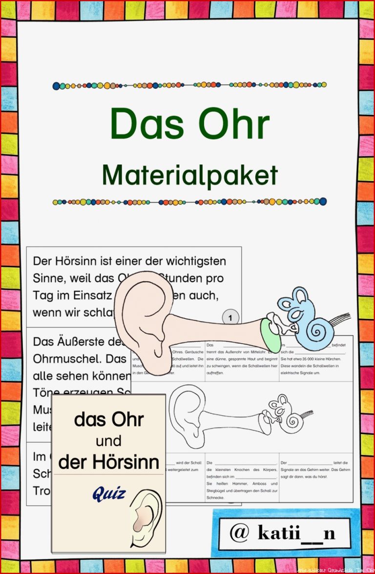 Das Menschliche Ohr Arbeitsblätter Worksheets