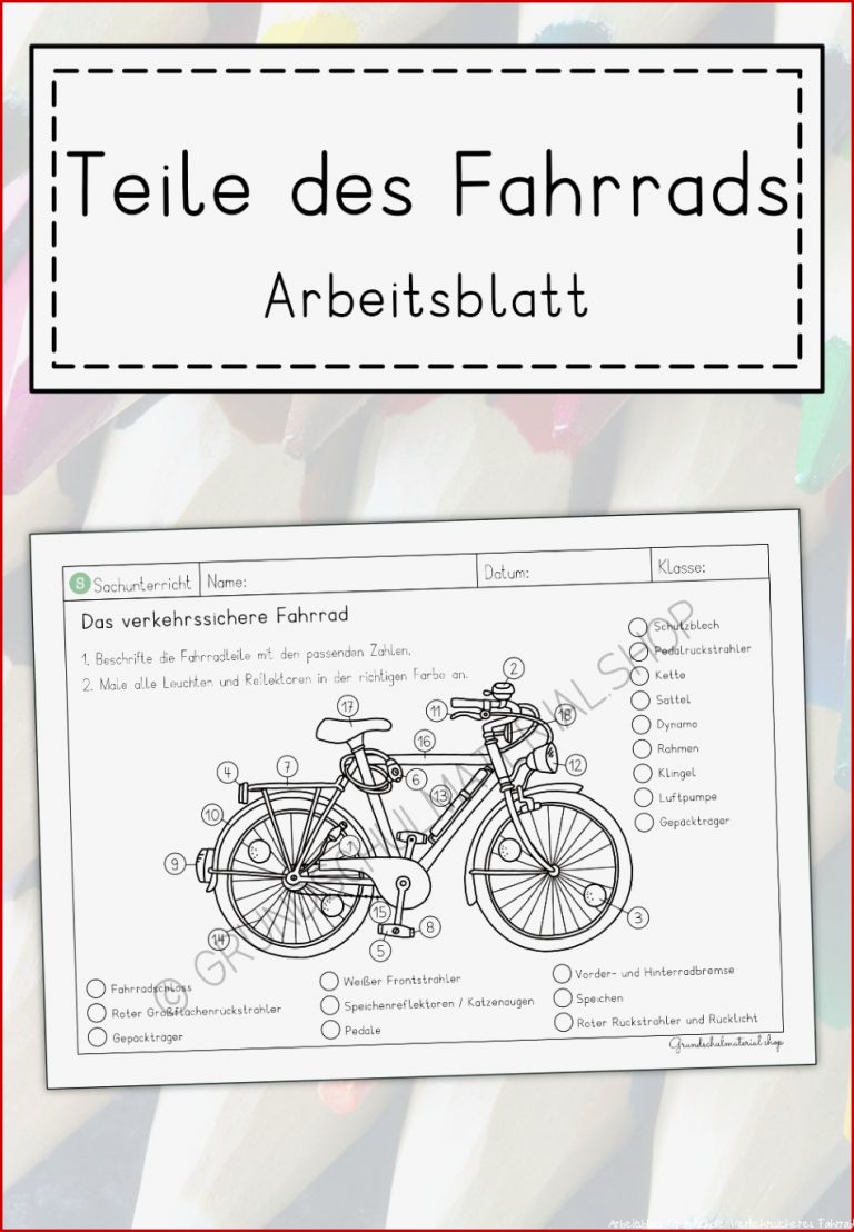 Das verkehrssichere Fahrrad Arbeitsblatt