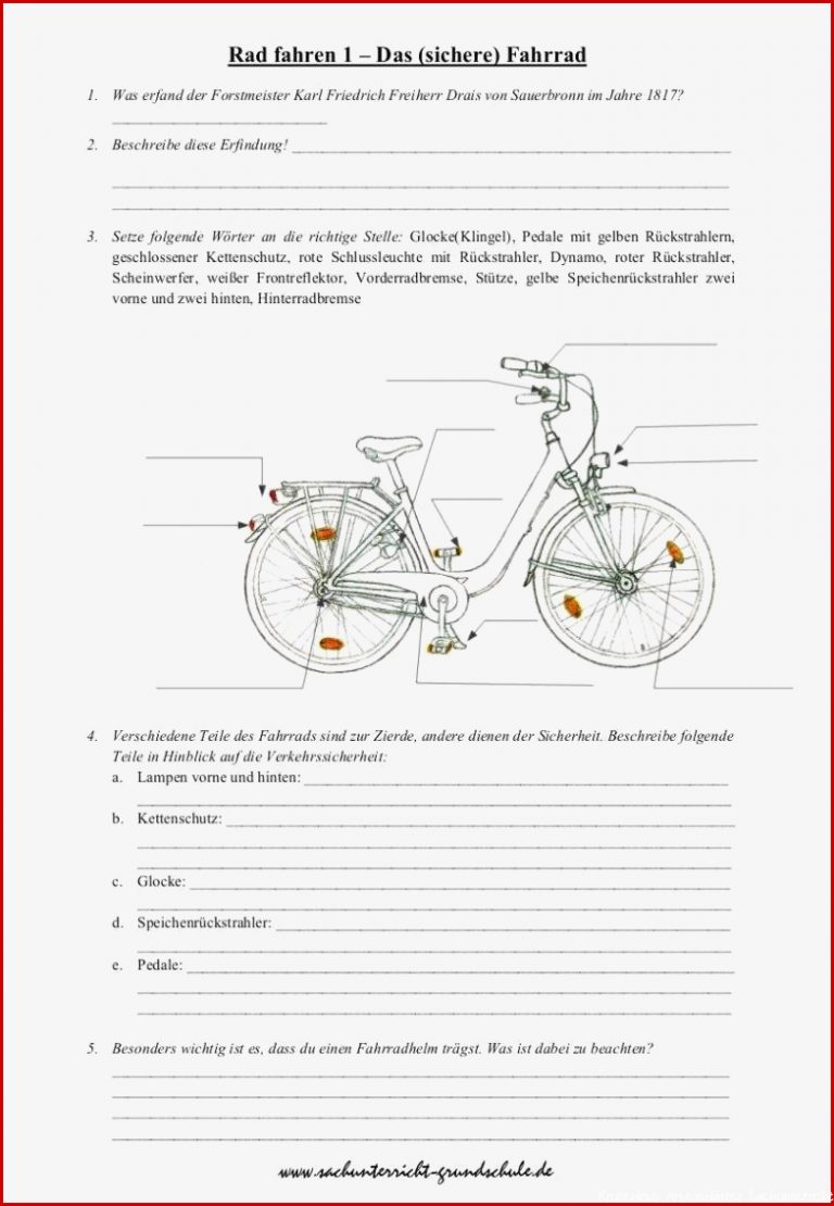 Das Verkehrssichere Fahrrad Sachunterricht In 2020