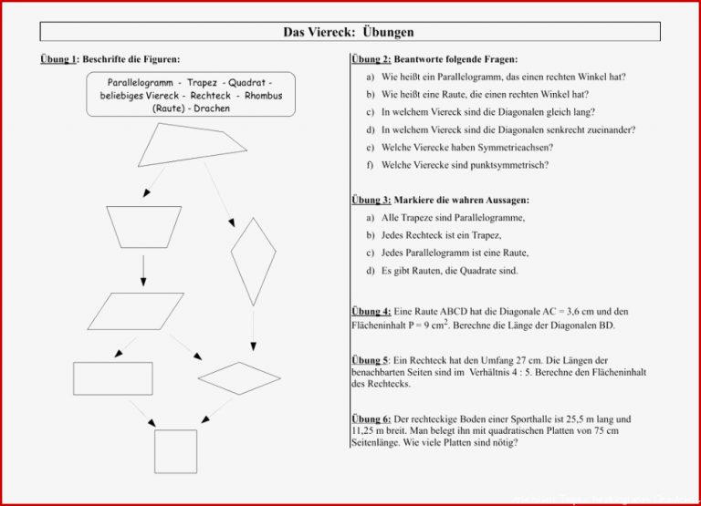 Das Viereck Übungen