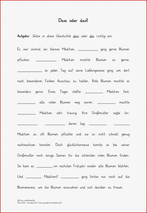 Dass Das Arbeitsblatt Lückentext Deutsch Klasse 4 5