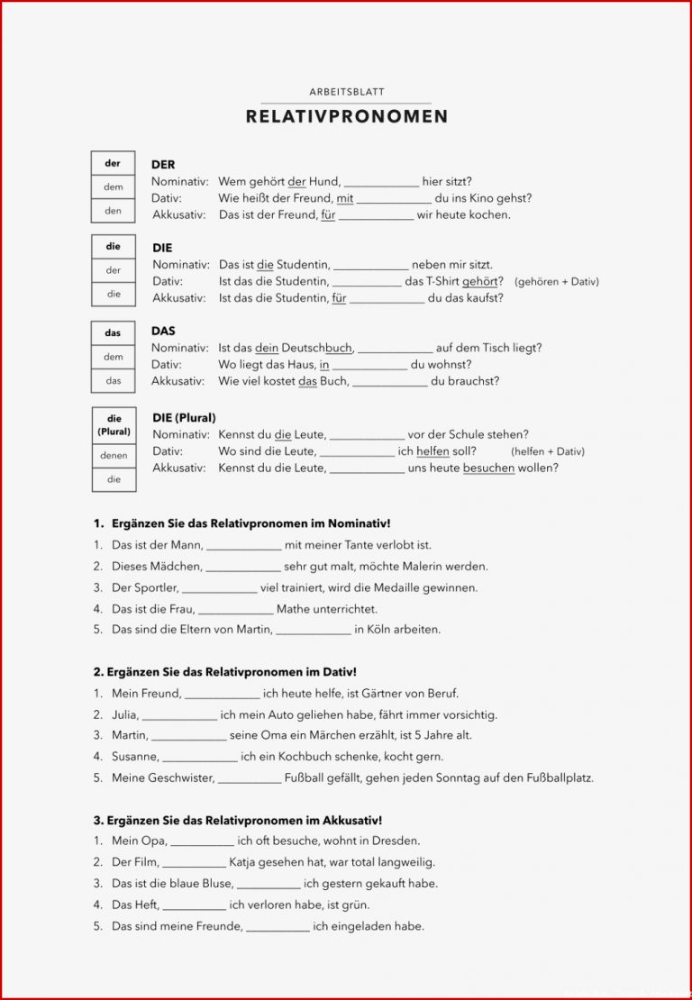 Daz Daf Relativpronomen – Unterrichtsmaterial In Den