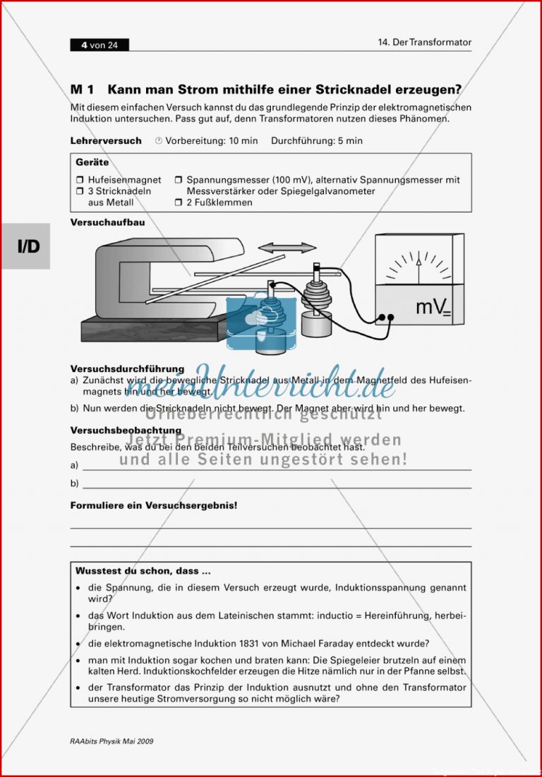 Den Transformator kennen lernen Experimente mit selbst