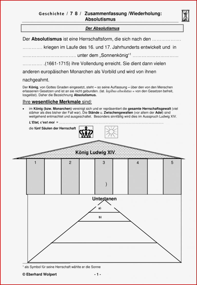 Der Absolutismus Zusammenfassung Wiederholung