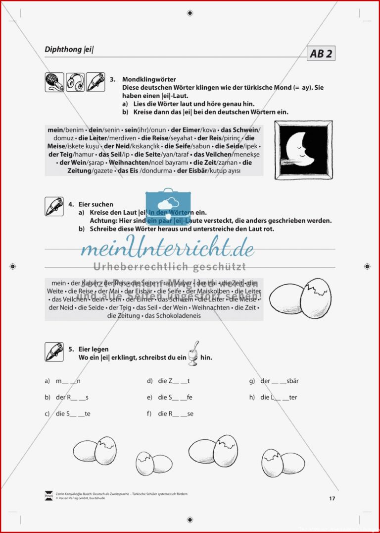 Der Diphthong Lehrerinformationen Arbeitsblätter Und