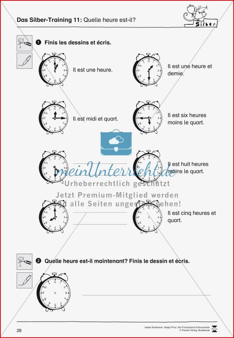 Der Französisch Führerschein Die Uhrzeit meinUnterricht