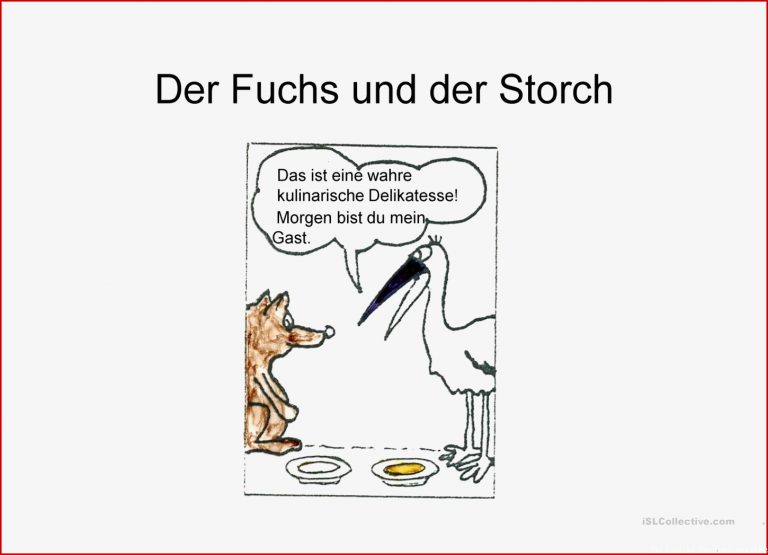 Der Fuchs Und Der Storch Arbeitsblatt Free Esl