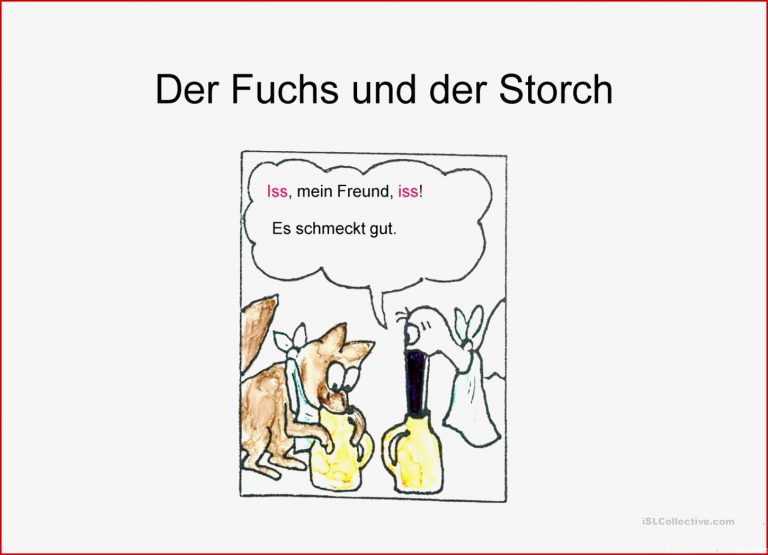 Der Fuchs Und Der Storch Arbeitsblatt Free Esl