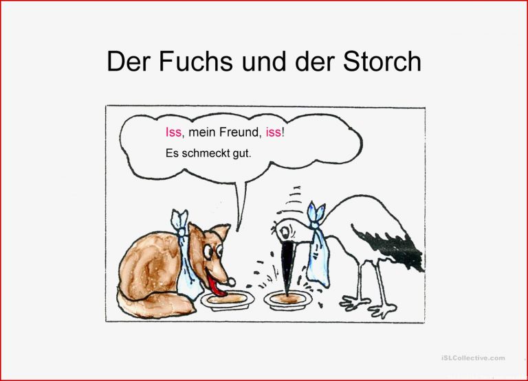 Der Fuchs Und Der Storch Arbeitsblatt Free Esl