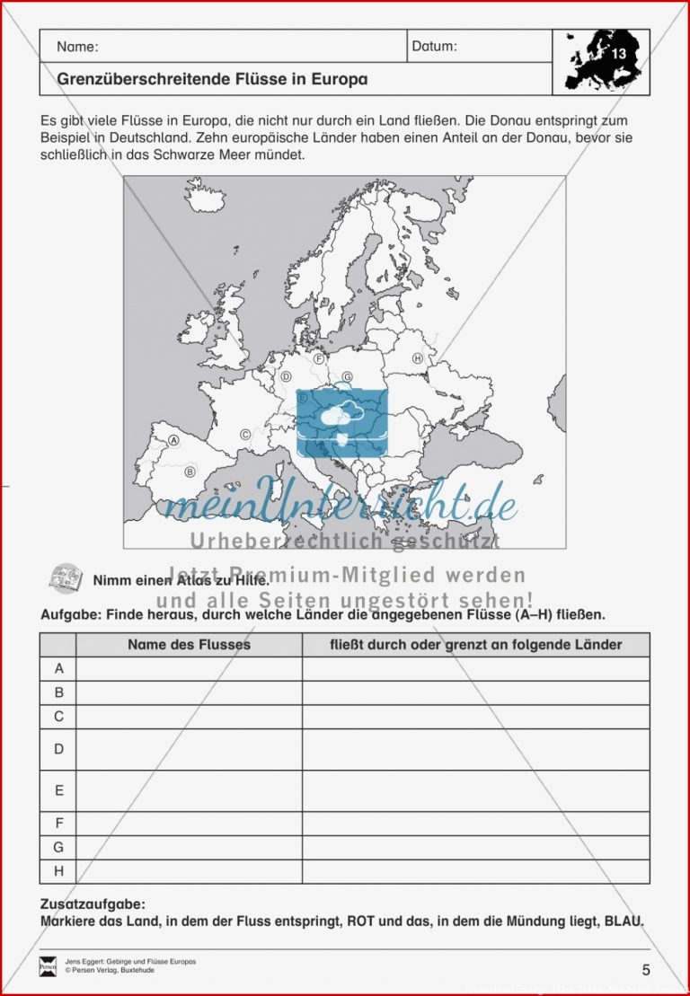 Der Kontinent Europa Flüsse meinUnterricht