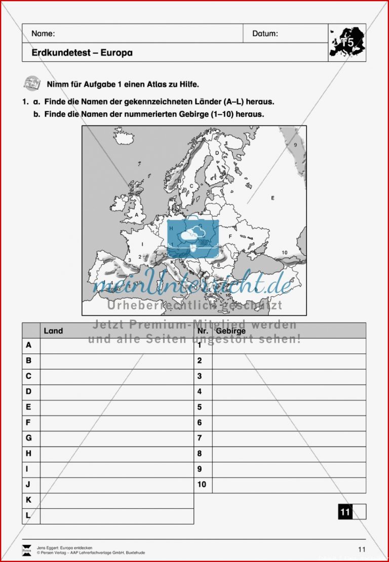 Der Kontinent Europa Kreuzworträtsel Erdkundetest