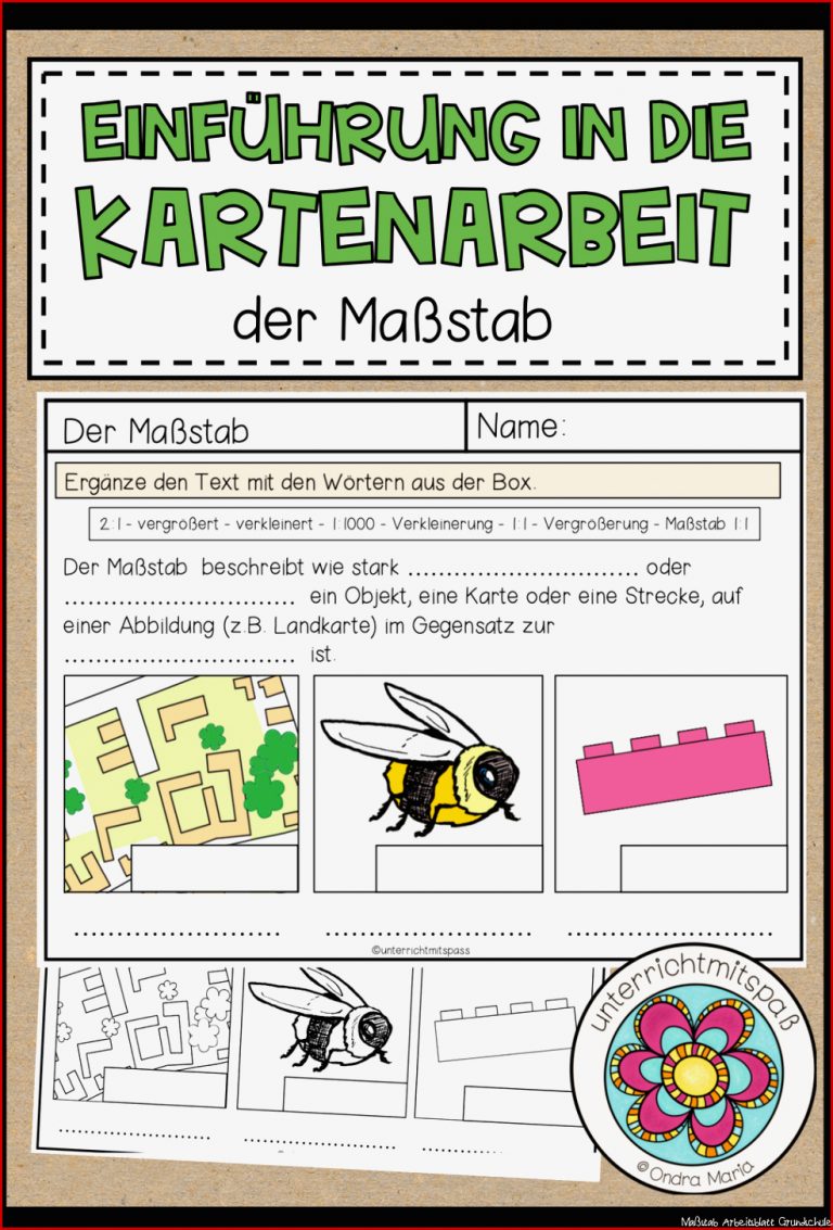 Der Maßstab Arbeitsblatt Einführung in Kartographie